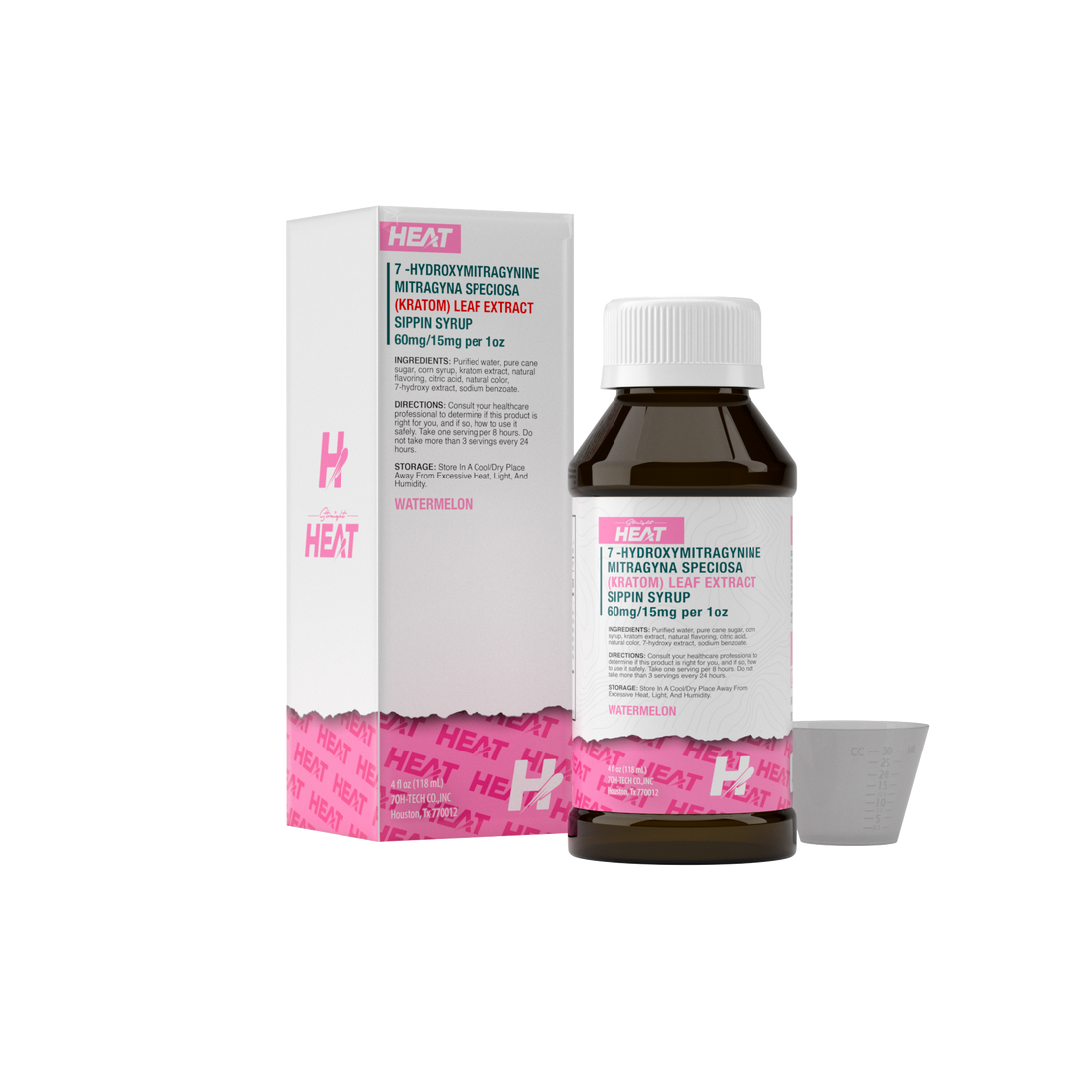 HEAT
7 -HYDROXYMITRAGYNINE
MITRAGYNA SPECIOSA (KRATOM) LEAF EXTRACT
SIPPIN SYRUP
60mg/15mg per 1 oz