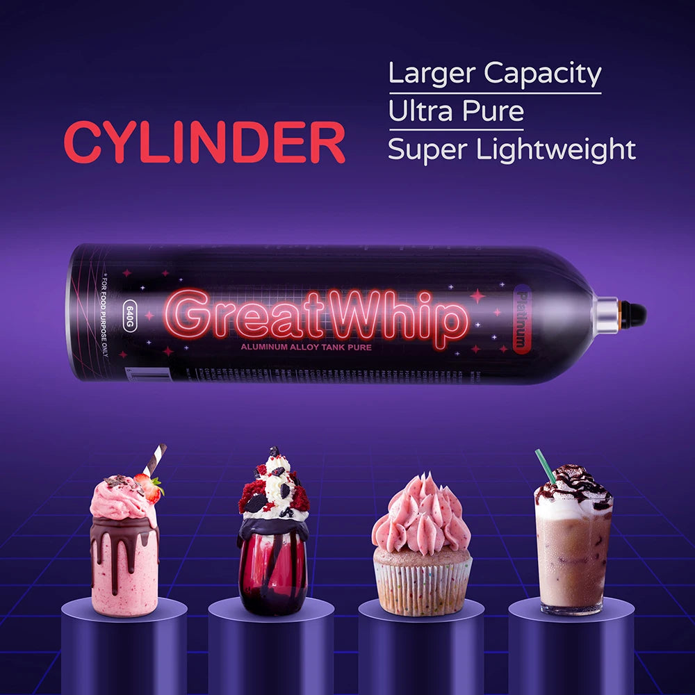 Greatwhip 0.95L Cream Whip Chargers Food Grade Free Shipping 640G Whipped Cream Charger