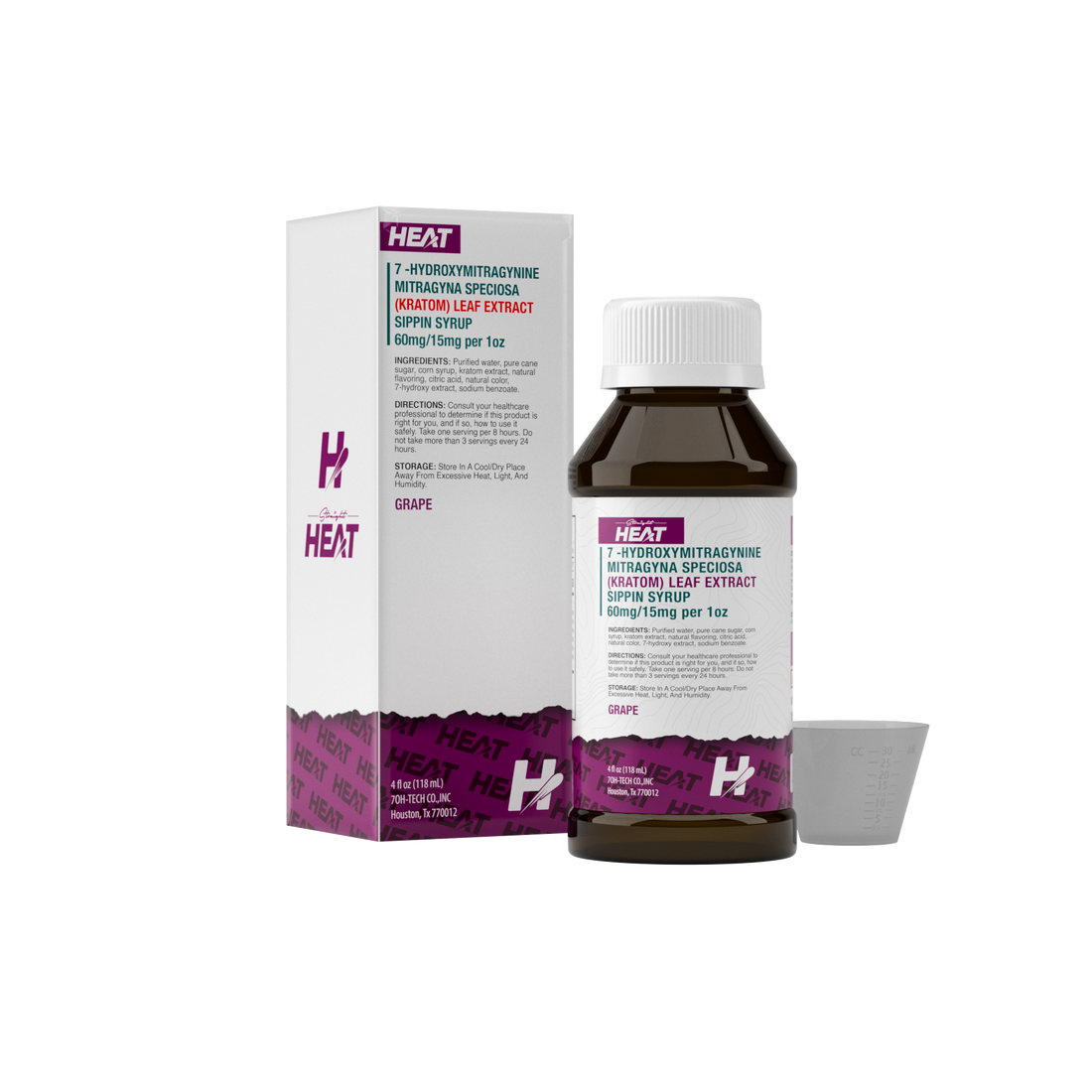 HEAT
7 -HYDROXYMITRAGYNINE
MITRAGYNA SPECIOSA (KRATOM) LEAF EXTRACT
SIPPIN SYRUP
60mg/15mg per 1 oz