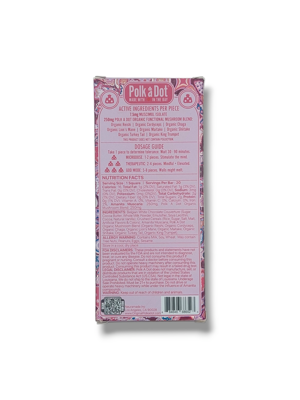 Polka Dot Novelty Chocolate Bar - Unique Design, Gift or Display