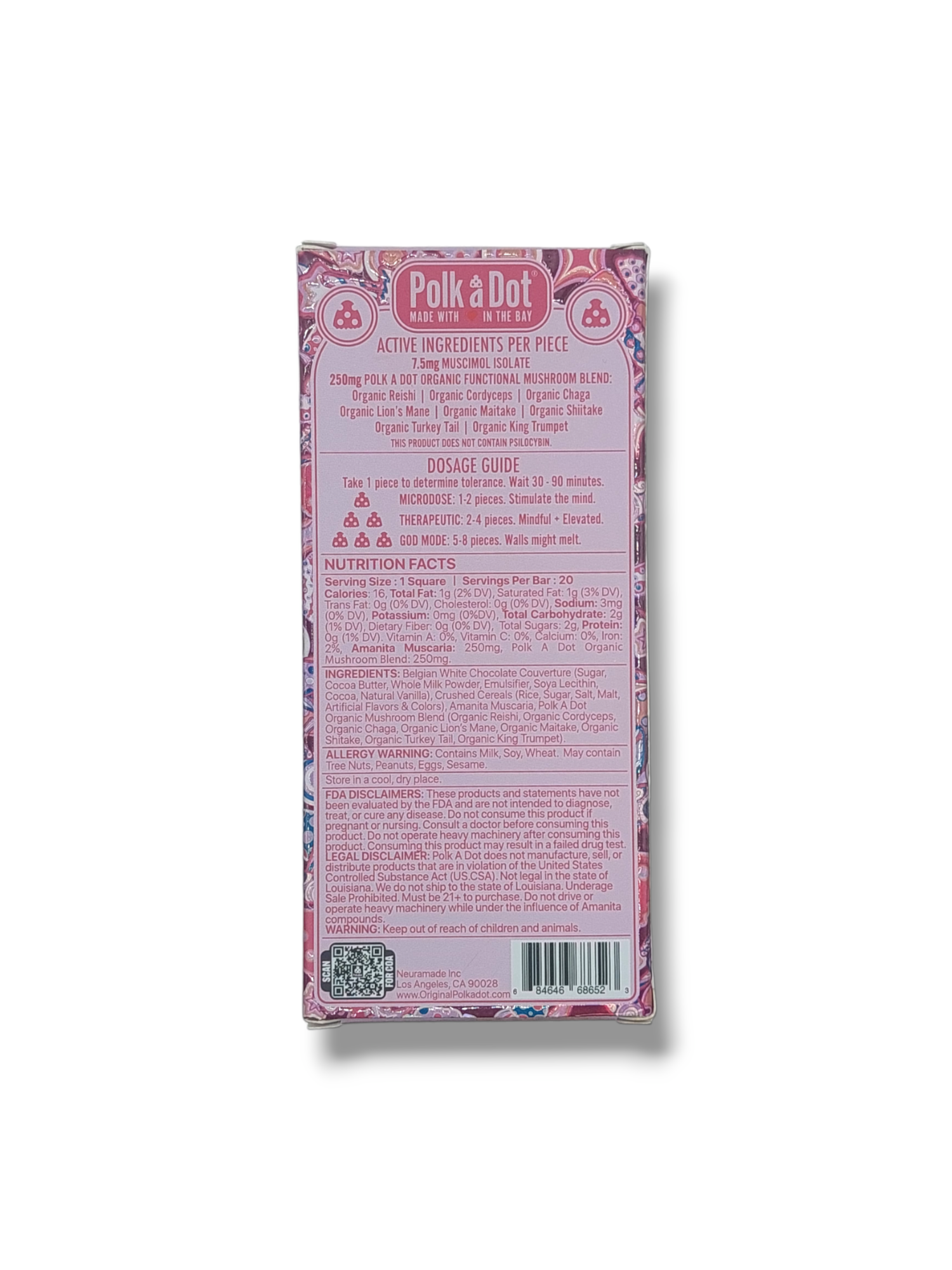 Polka Dot Novelty Chocolate Bar - Unique Design, Gift or Display